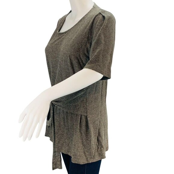 J Jill | Pure Jill Womens Top Linen Modal Blend Stripe Tie Front Petite Size LP - Picture 6 of 12